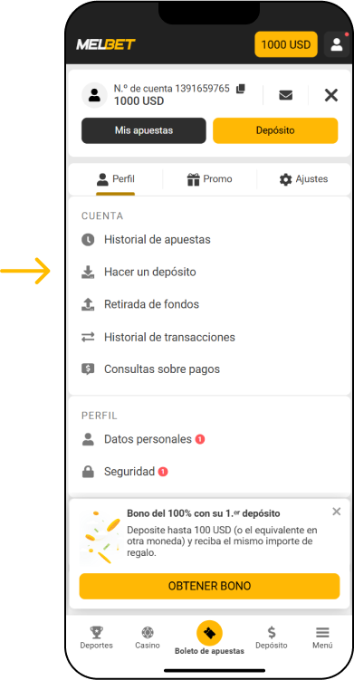 Cómo depositar - App Melbet Colombia