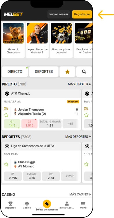 Proceso de registro paso a paso - App Melbet Colombia